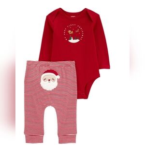 Carter's Baby 2 Pc My Very First Christmas Bodysuit & Pants Set Red Size 24 Mons